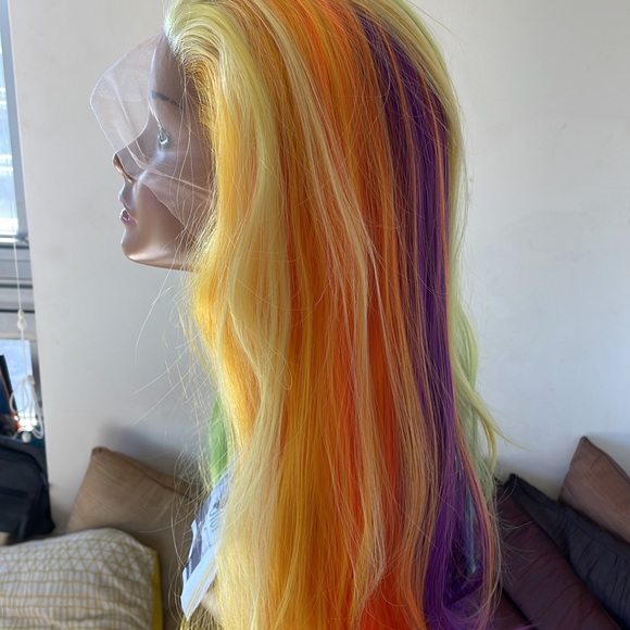 ✨24” 🌈 LEMON LIME-RAINBOW COLORFUL STRAIGHT LACE FRONT WIG *NEW - Picture 9 of 12